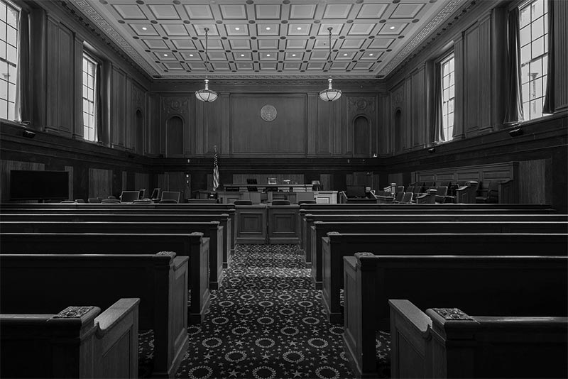 Courtroom Thurgood Marshall US Courthouse in the financial district of New York City
