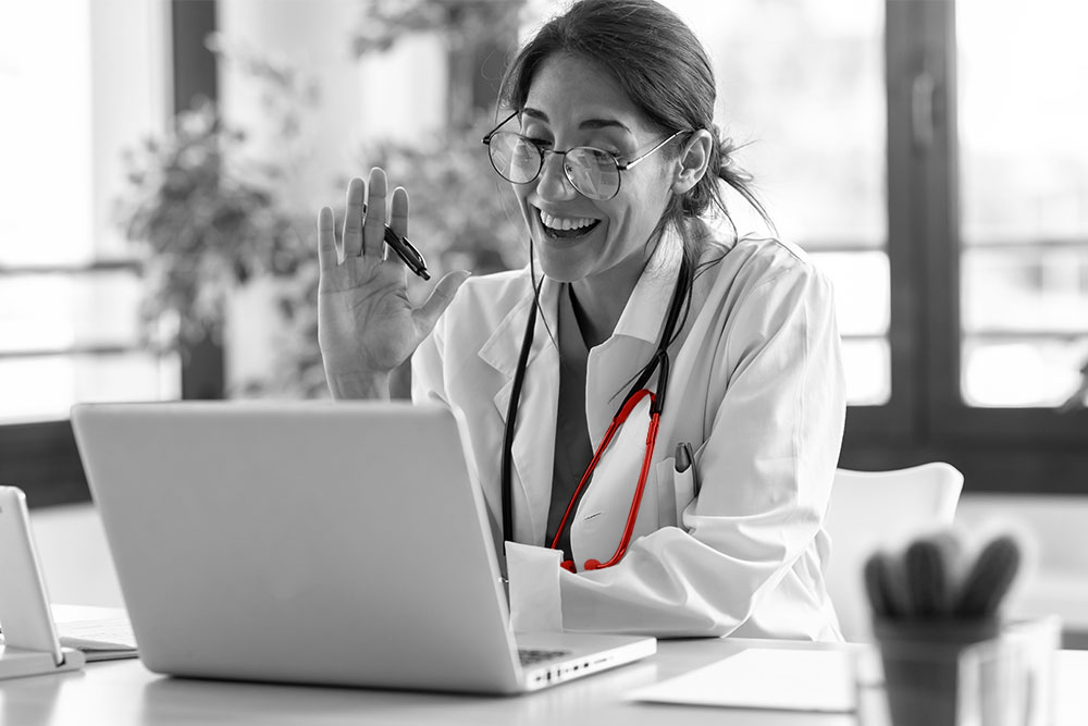 Doctor on an e-appointment call